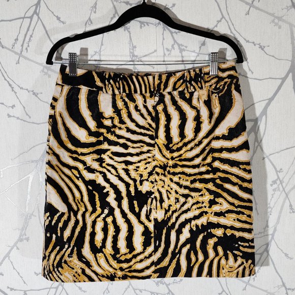 Etcetera Tiger Print Fine Tooth Corduroy Mini Skirt - Picture 2 of 3